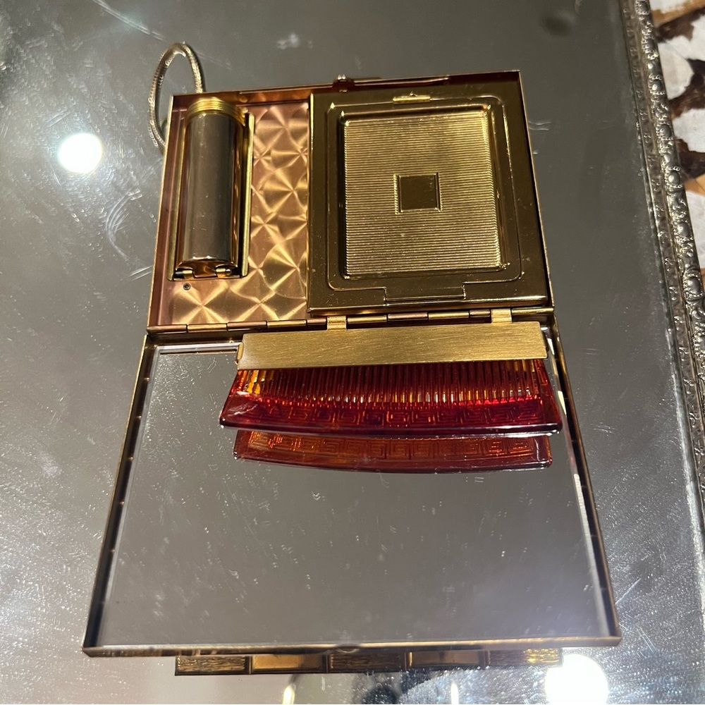 XXSOLDXX VINTAGE Art Deco gold box Glamour purse|makeup purse - Picture 4 of 10